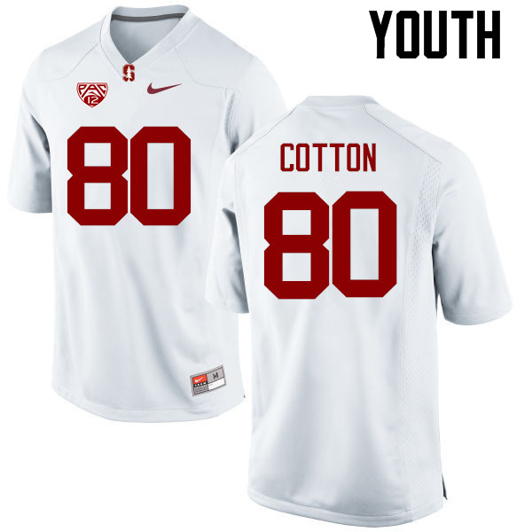 Youth Stanford Cardinal #80 Eric Cotton College Football Jerseys Sale-White